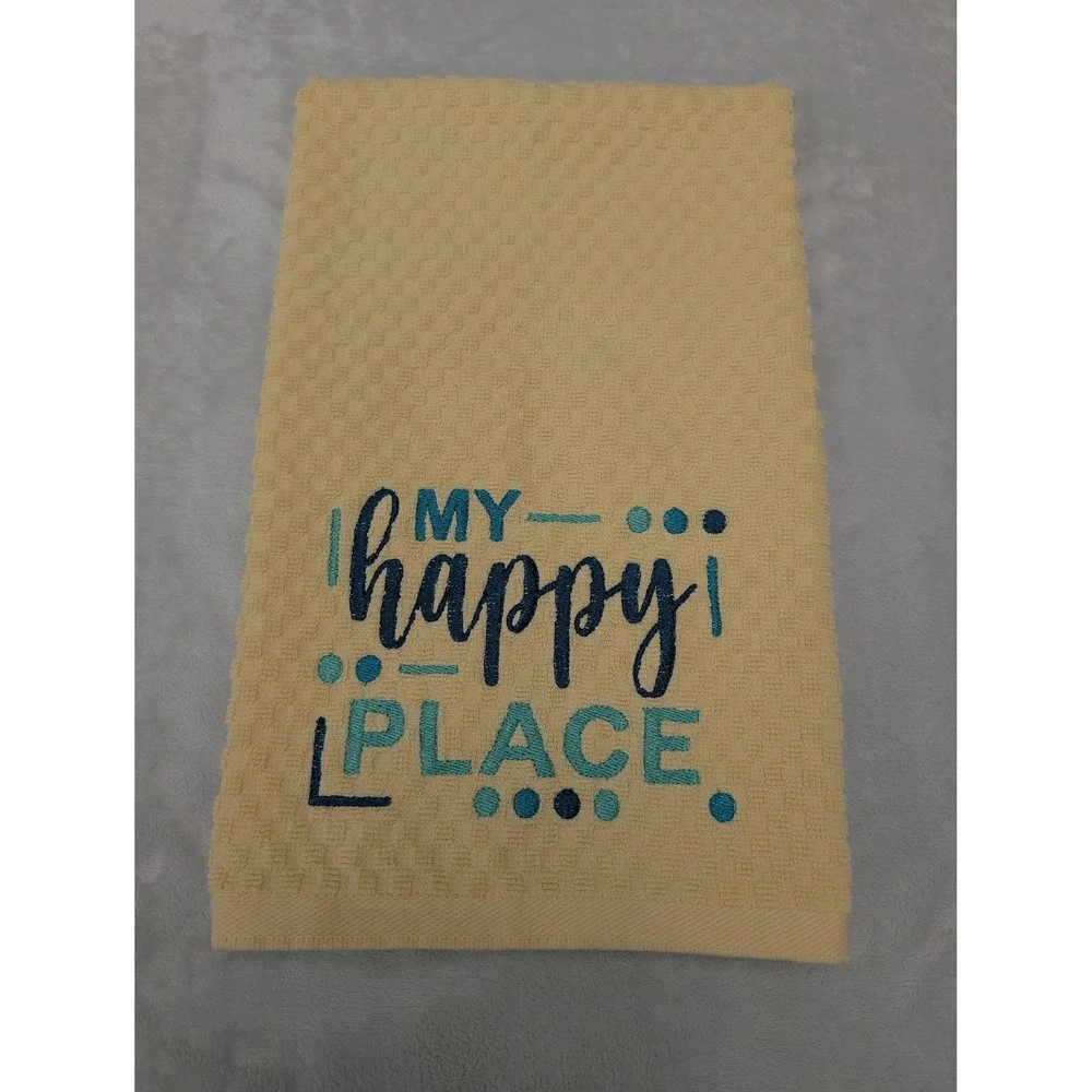 My Happy Place Kitchen Bath Bar Tea Hand Towel Great Gift Idea!
